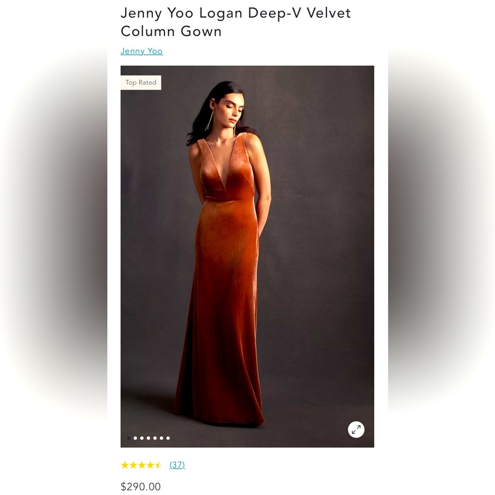 Jenny Yoo Logan Deep-V Velvet Column Gown